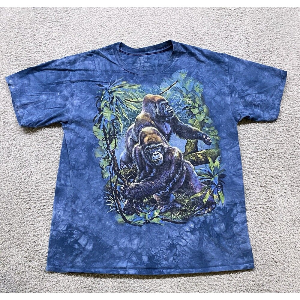 The Mountain Shirt Mens XL Blue Gorillas Apes Tie Dye San Diego Zoo